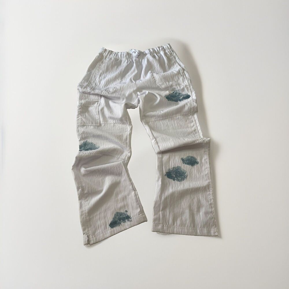Wonderwink Spread Good Cheer Large Tall White Scrub Pants Elastic Drawstring